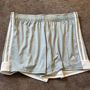 Grey adidas soccer shorts